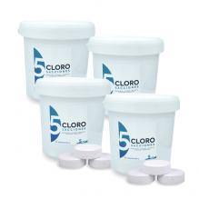 Cloro piscina de 5 acciones sin cobre | Pack 4 uds
