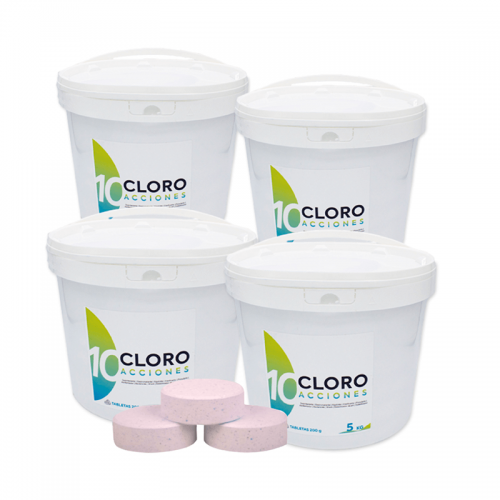 Cloro 10 acciones | Pack 4 uds