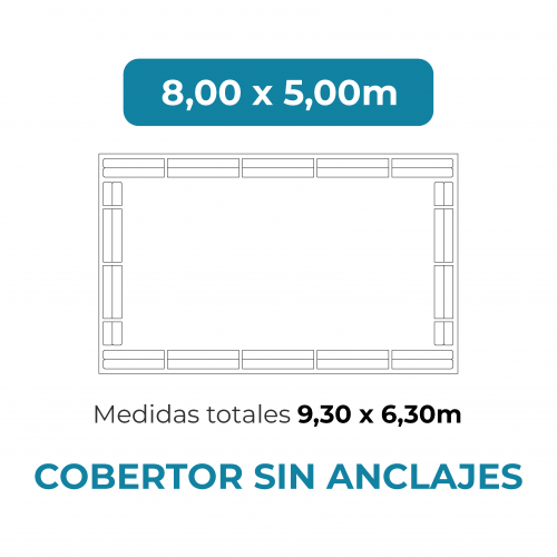 Cobertor sin anclajes 8x5