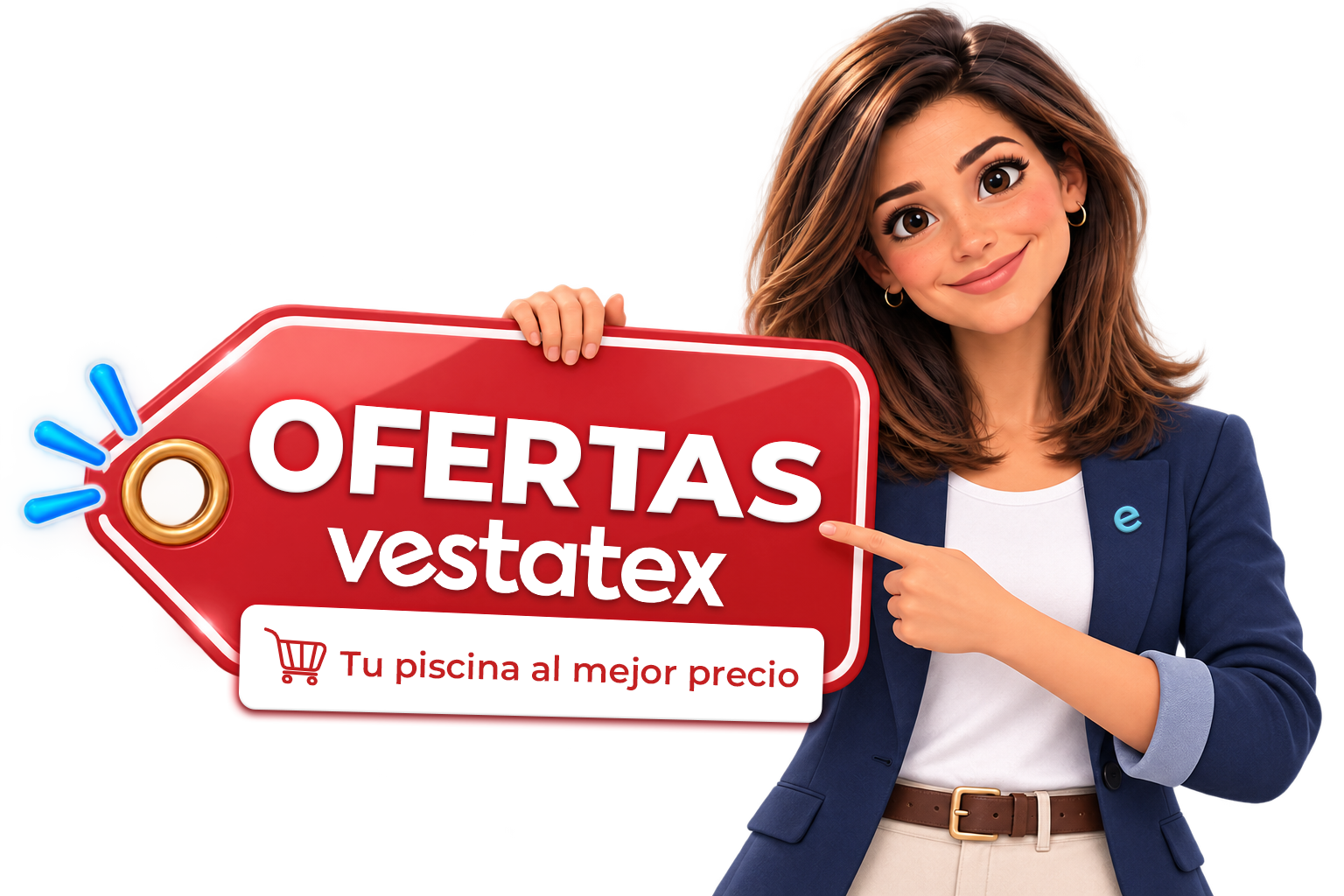 Persona sosteniendo etiqueta Ofertas Vestatex